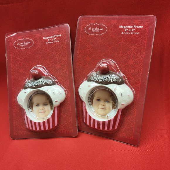 Magnetic Refrigerator Picture Frame Cupcake St Nicholas Square Set of 2 - Picture 4 of 10